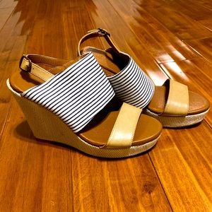 striped nude wedges from francesca’s